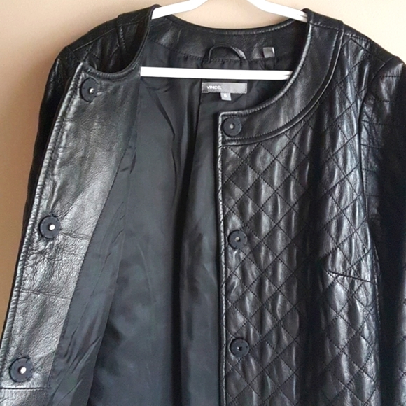 VINCE Leather Quilted Jacket Size 6 - Picture 5 of 8